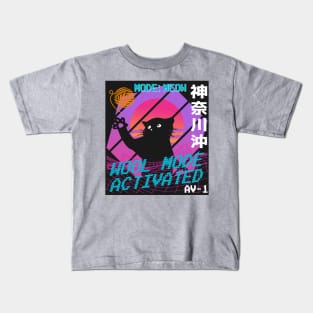 Vaporwave Aesthetic Style 80th Synthwave Cat Kids T-Shirt